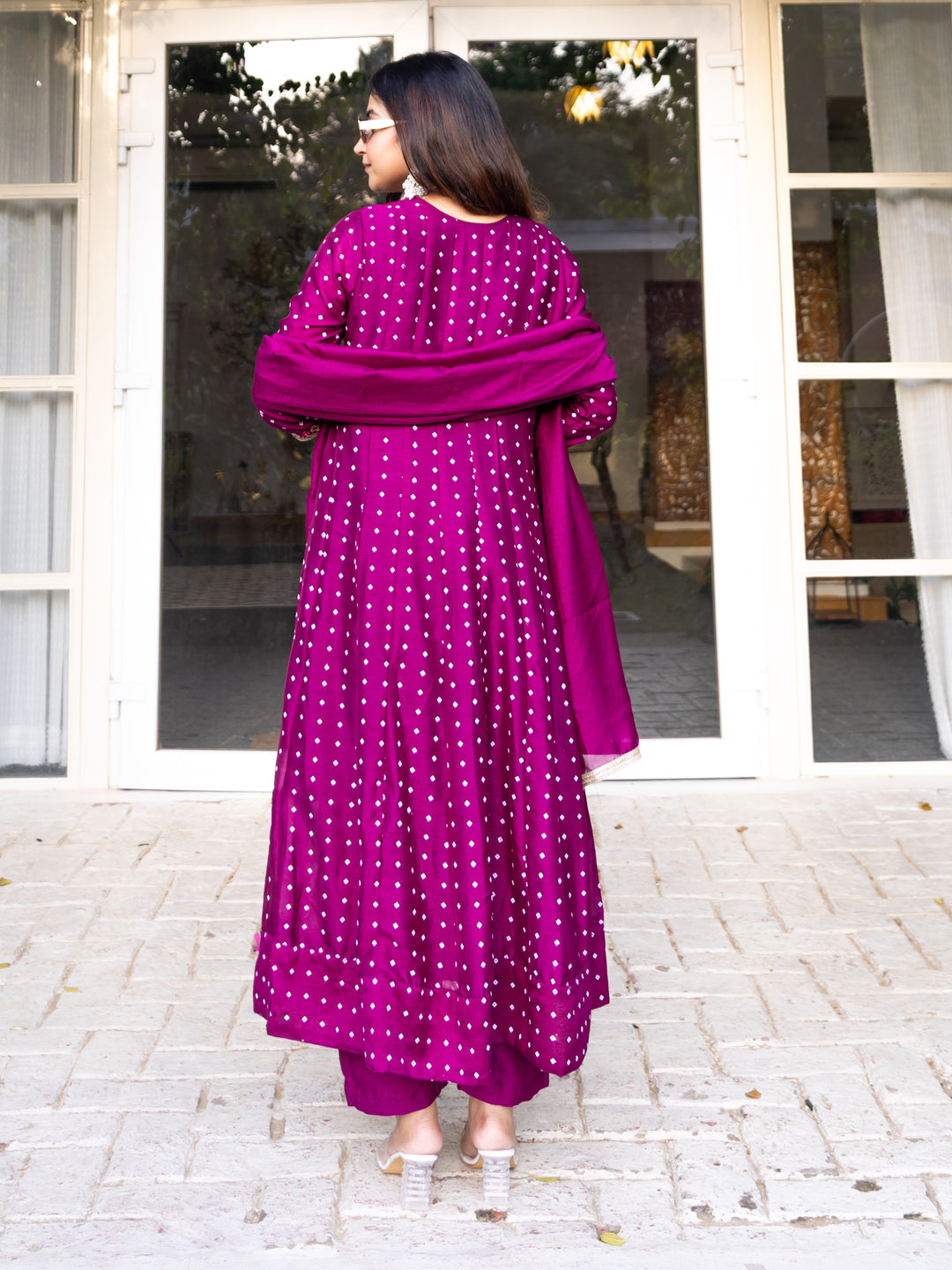 Vinita Silk Blend Anarkali Kurta Set Elegant Readymade Embroidered Fancy Neck Three Quarter Sleeves With Pant Dupatta Set