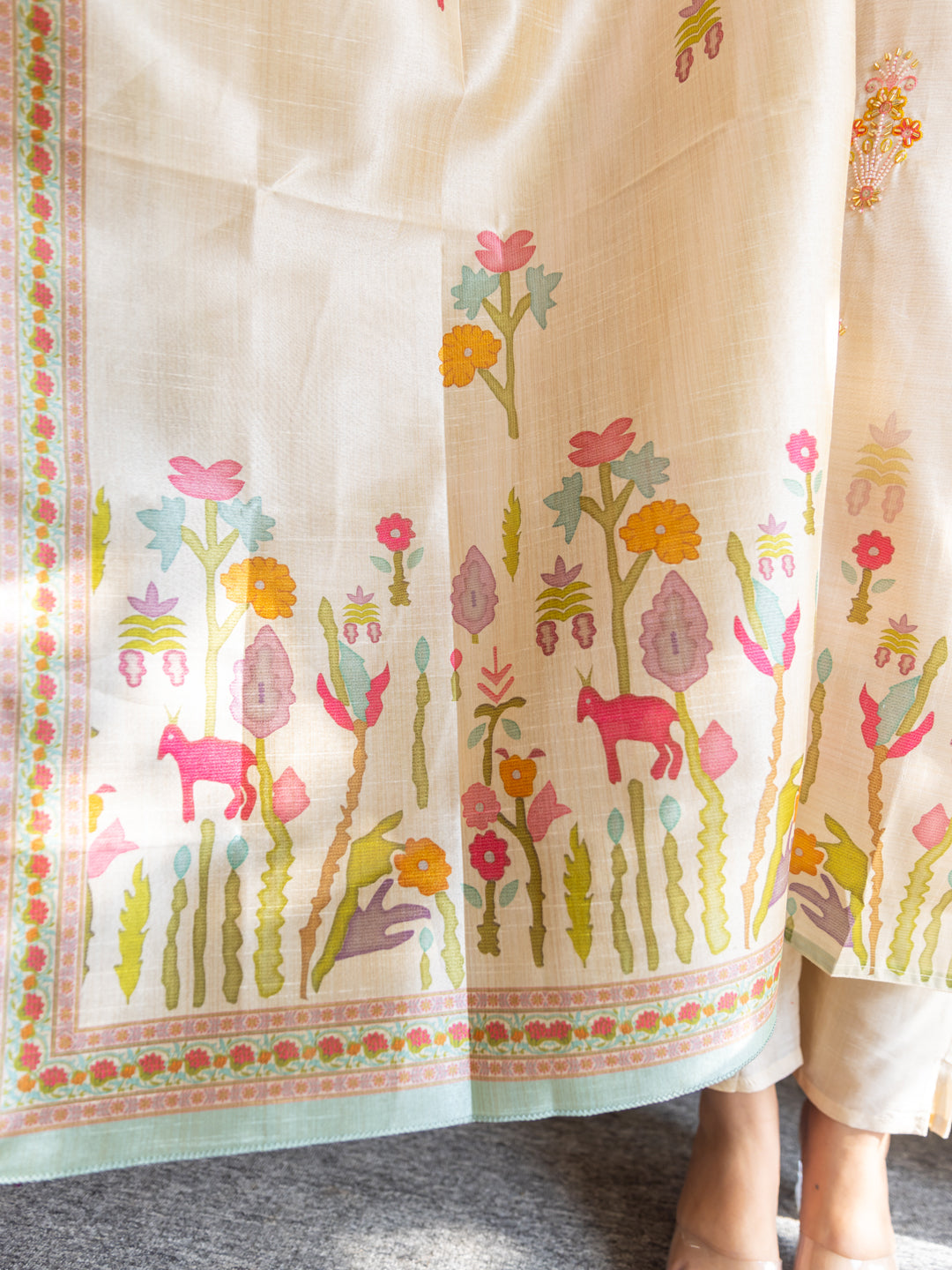 Srishti Stylish Viscose Assam Silk Kurta Set with Bead Embroidery – Ready-to-Wear Elegance