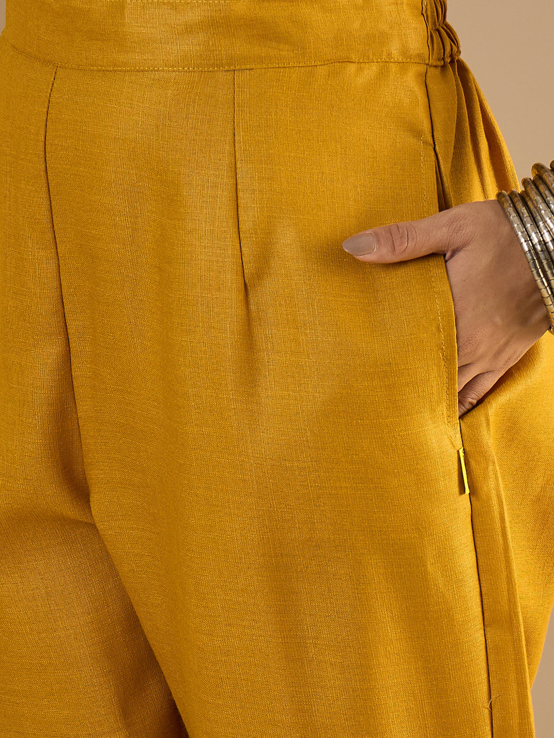 Riwaayat Yellow Women Cotton Blend Kurta Pant Set