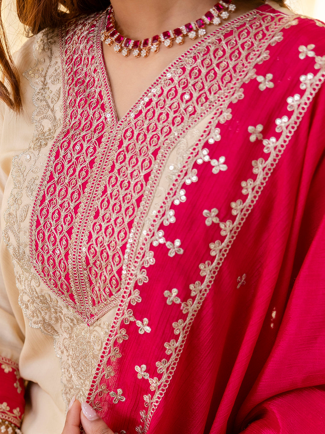 Niyati Cream Embroidred Kurta Sets with Sequins Work Women Suits