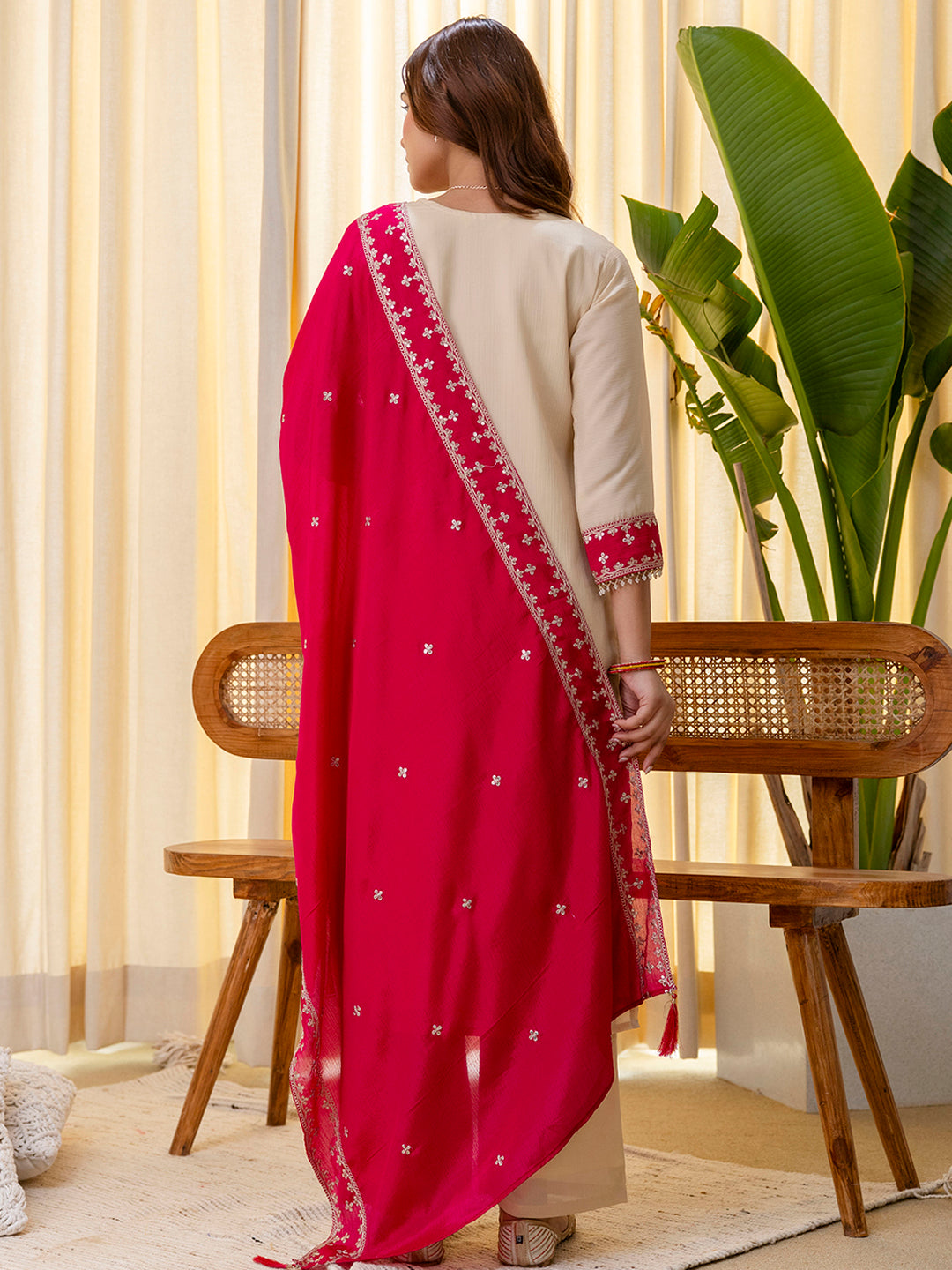 Niyati Cream Embroidred Kurta Sets with Sequins Work Women Suits