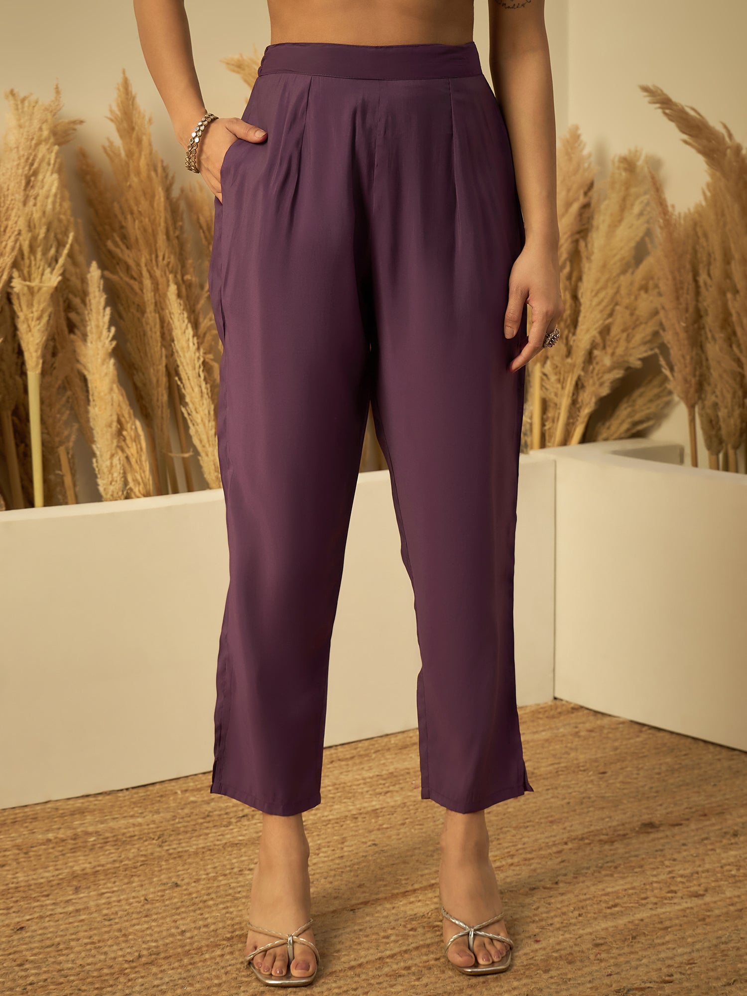 Charvi Lavender Women’s Traditional Kurta Pant Set with Dupatta