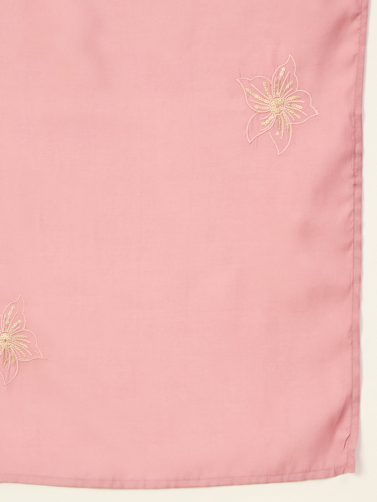 Tanvi Women's Soft Baby Pink Floral Embroidered Yoke Straight Kurta Set