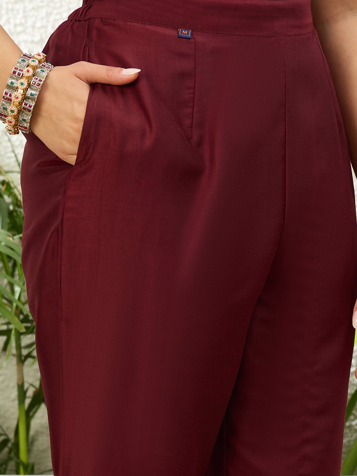 Kalyani Women's Maroon Embroidered Straight Kurta Pant Set with Dupatta
