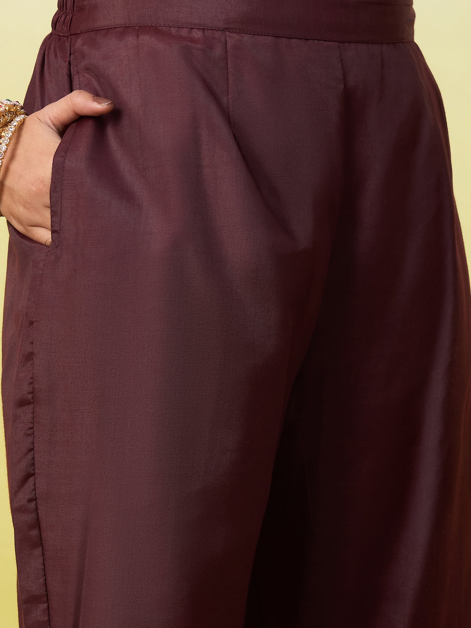 Riddhi Women's Coffee Brown Embroidered Yoke Design Kurta Pant Set with Dupatta