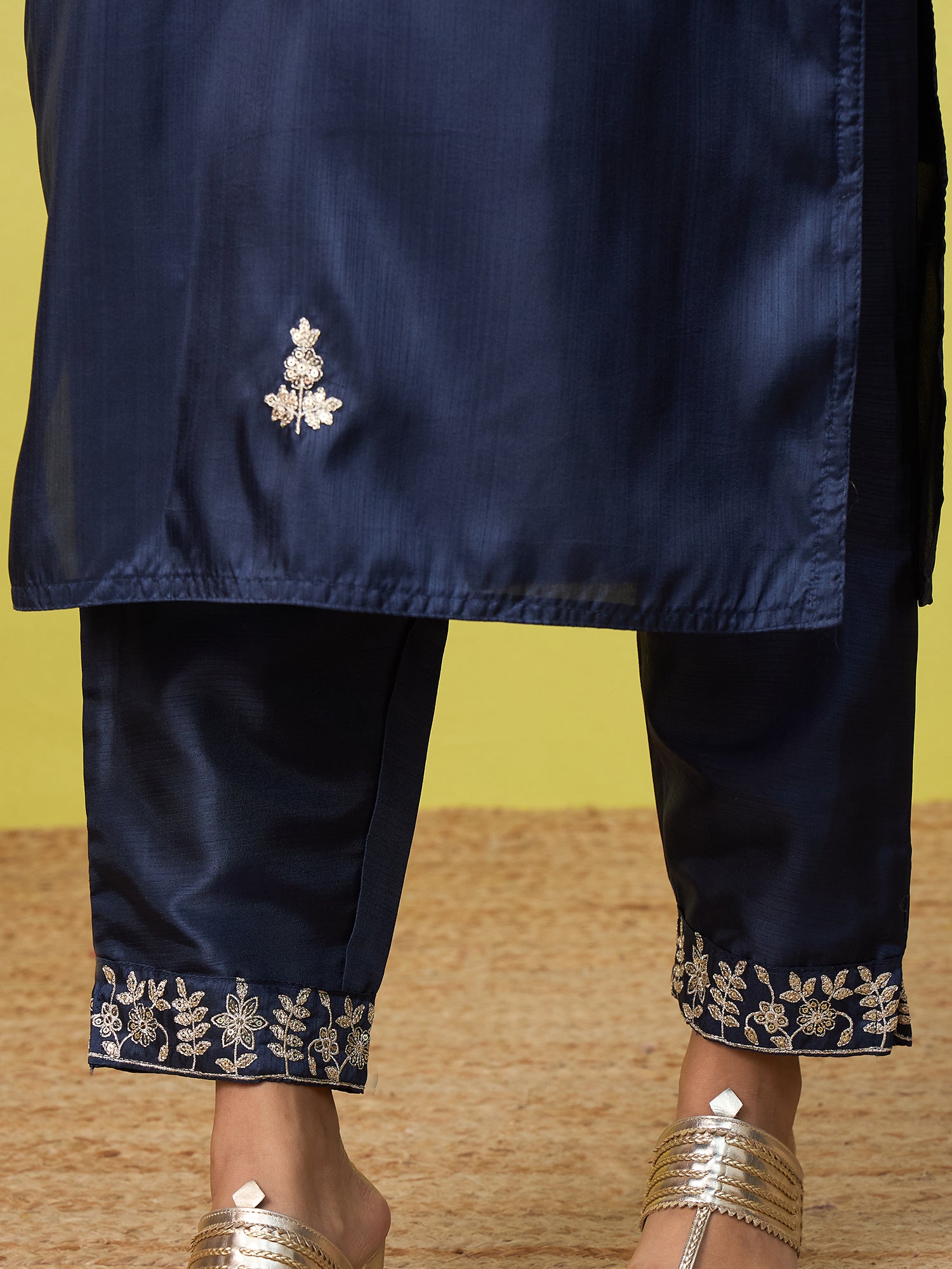Aadhya Women's Embroidered Yoke Design Straight Kurta Set with Dupatta