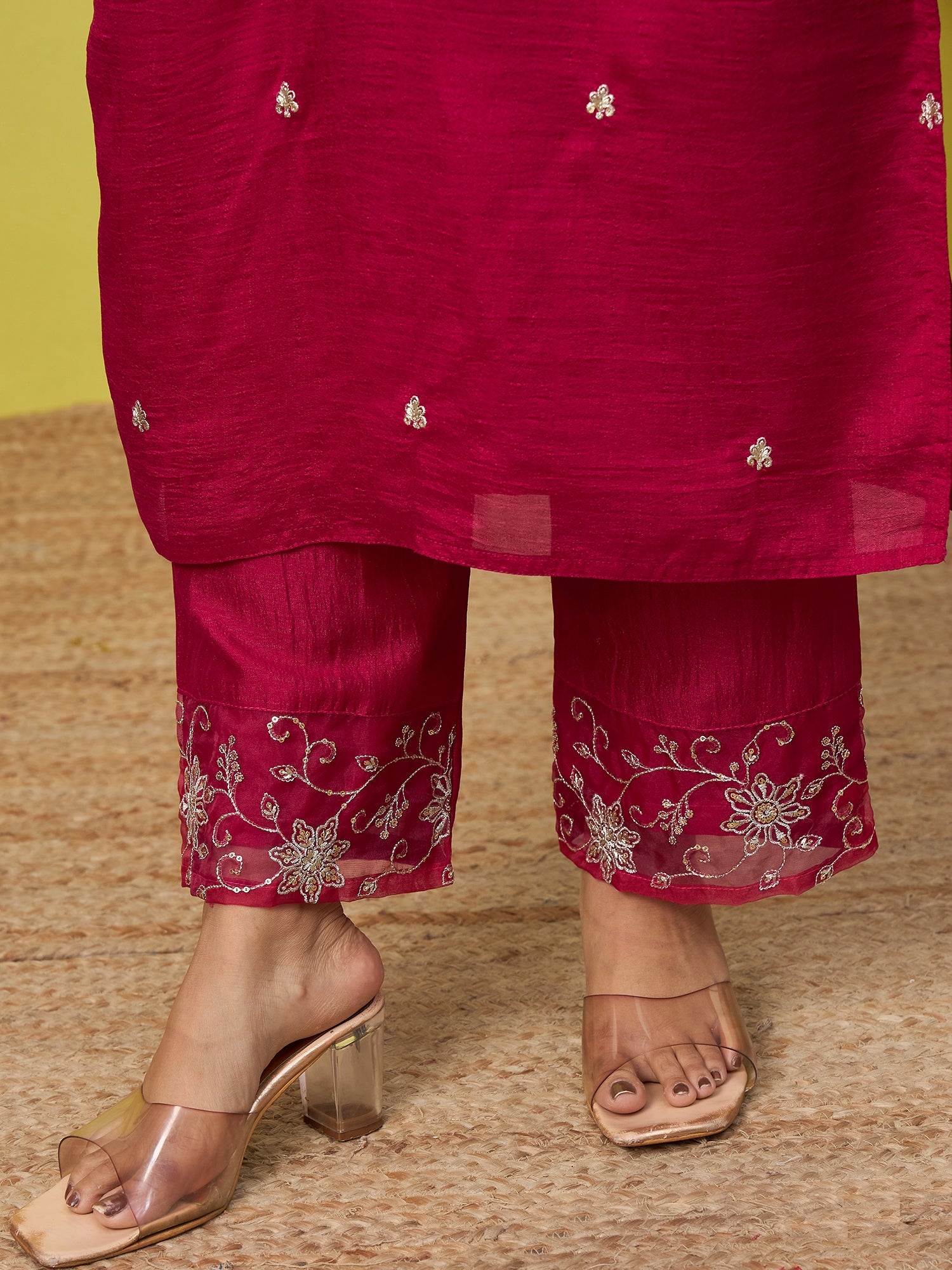 Meera Women's Embroidered Yoke Design Straight Kurta Set with Dupatta