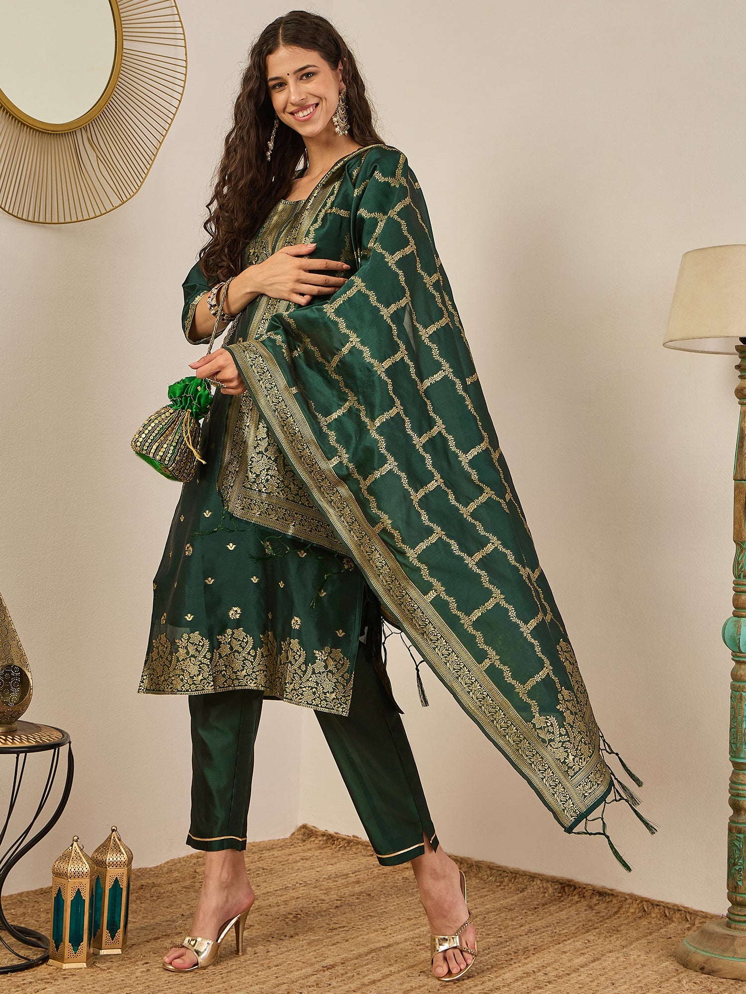 Divyaa Elegant Cotton Silk Kurta Set with Zari Work Ready to Wear Ethnic Outfit for Women