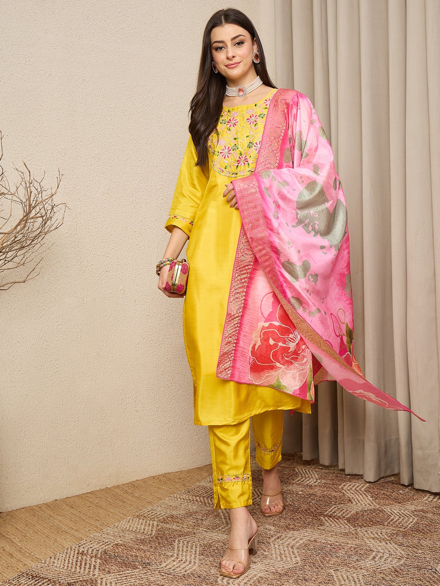 Lavanya Cotton Silk Kurta Set Elegant Embroidered Ready to Wear Outfit with Dupatta