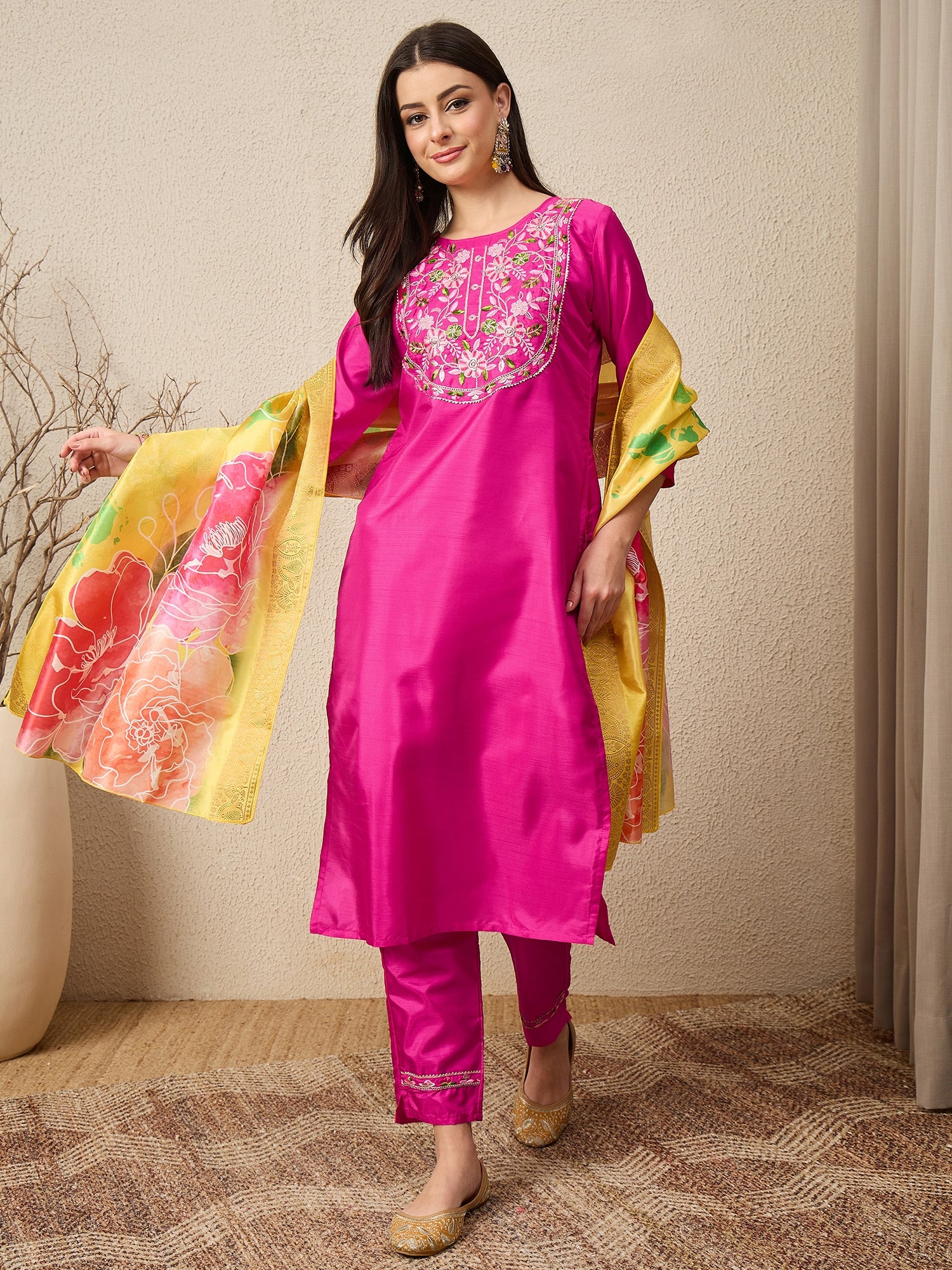 Lavanya Cotton Silk Kurta Set Elegant Embroidered Ready to Wear Outfit with Dupatta