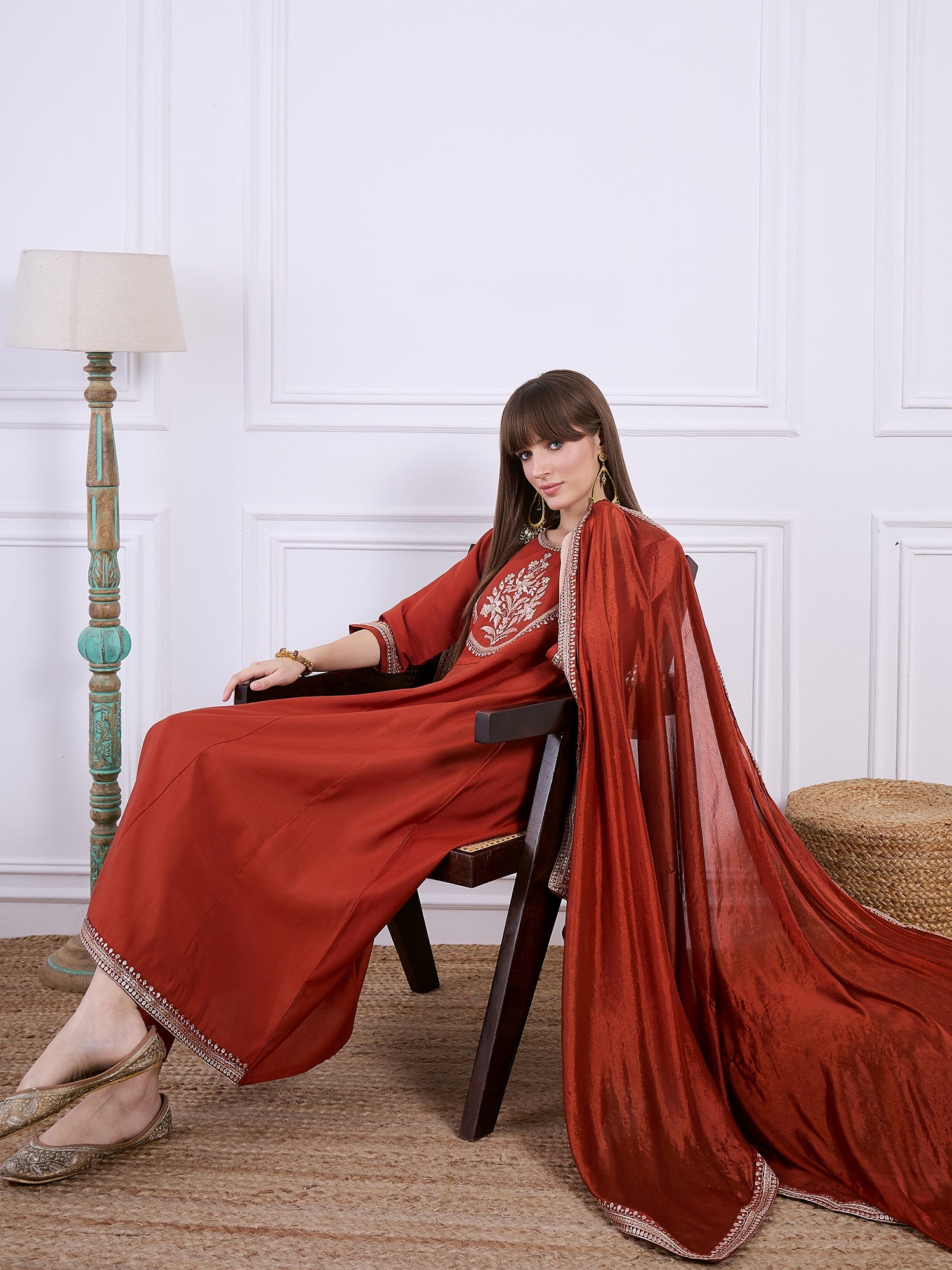 Kiara  Embroidered Silk Blend Anarkali Suit Set With Dupatta