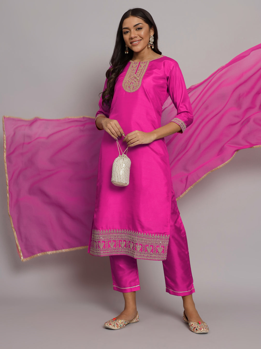 VredeVogel Silk Blend Heavy Zari Work Kurta and Trousers Pant Set