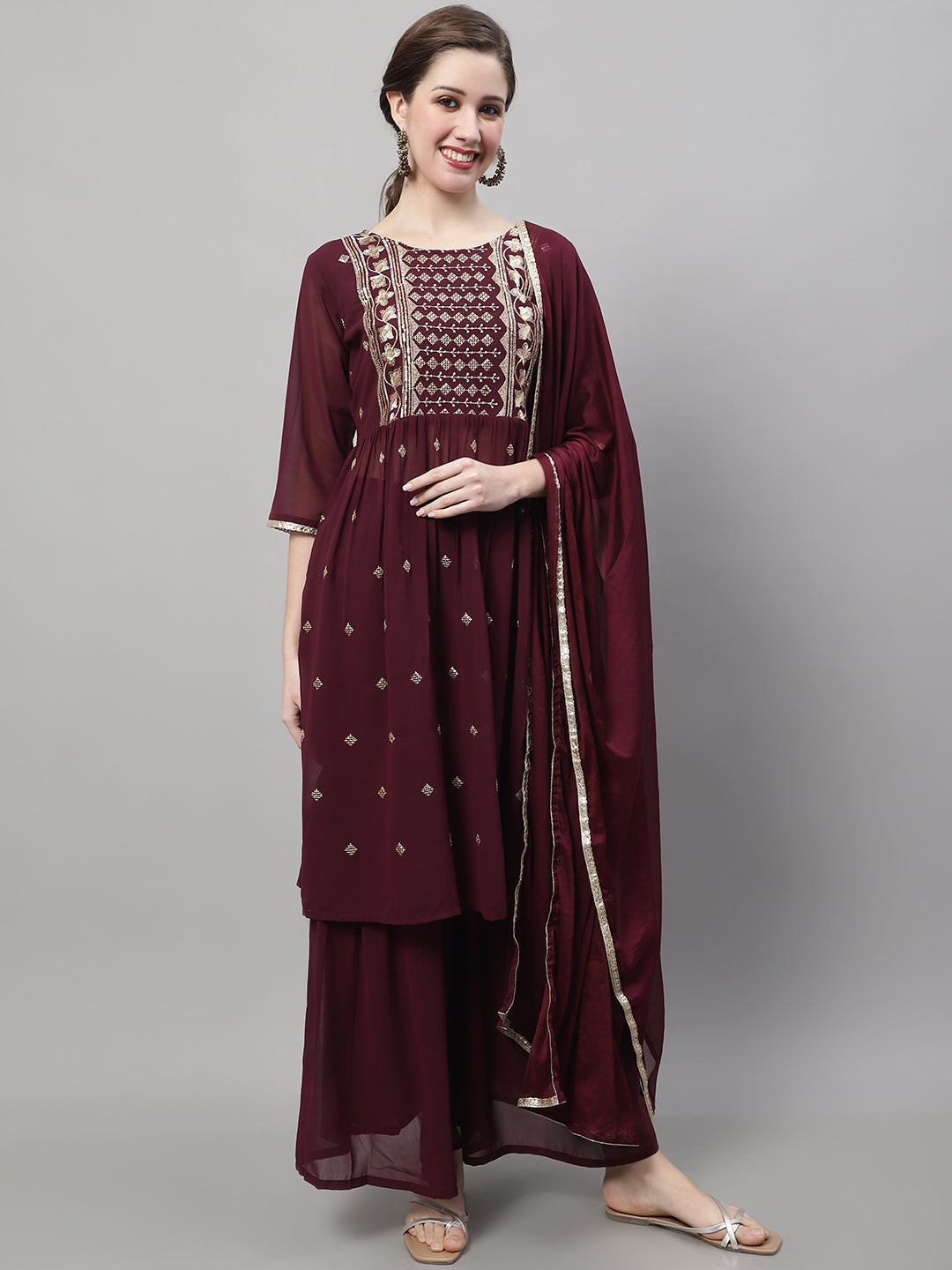 VredeVogel Fox Georgette with Embroidery Sharara set With Dupatta