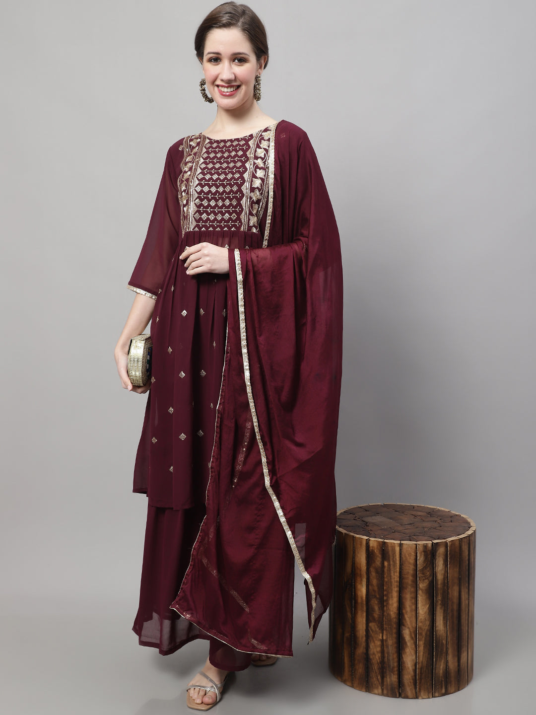 VredeVogel Fox Georgette with Embroidery Sharara set With Dupatta