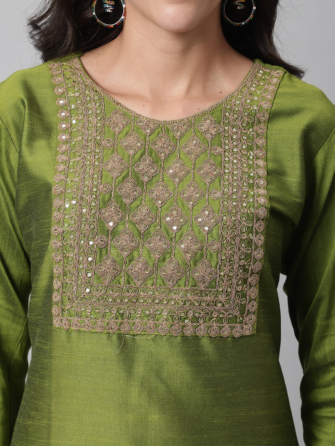 VredeVogel  Women Kurta and Trousers Pant Set Silk Blend