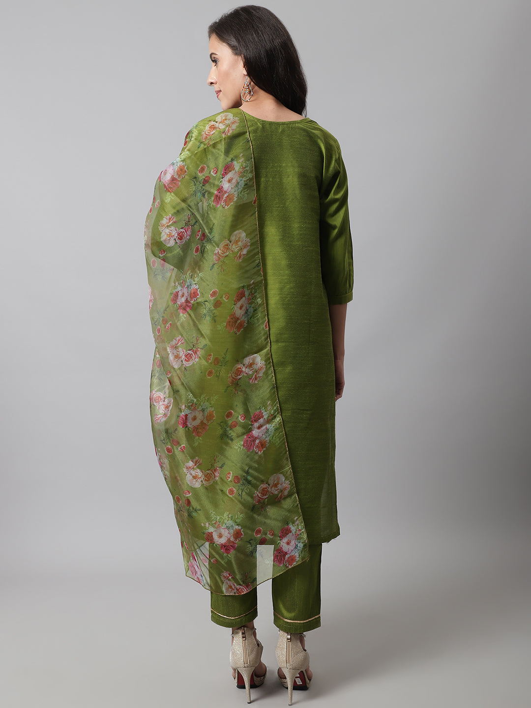 VredeVogel  Women Kurta and Trousers Pant Set Silk Blend