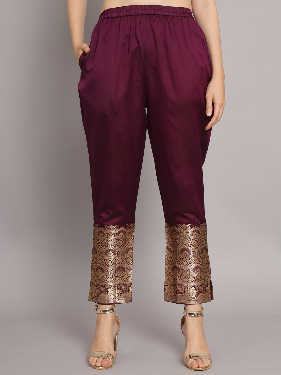 VredeVogel  Women Kurta and Trousers Pant Set Heavy Zari Wok Silk Blend