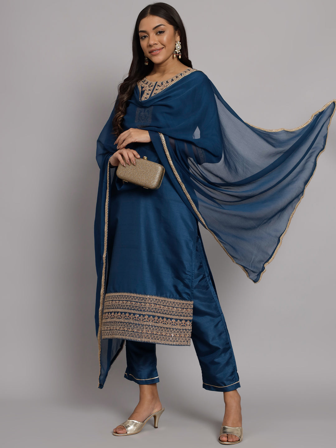 VredeVogel Silk Blend Heavy Zari Work Kurta and Trousers Pant Set
