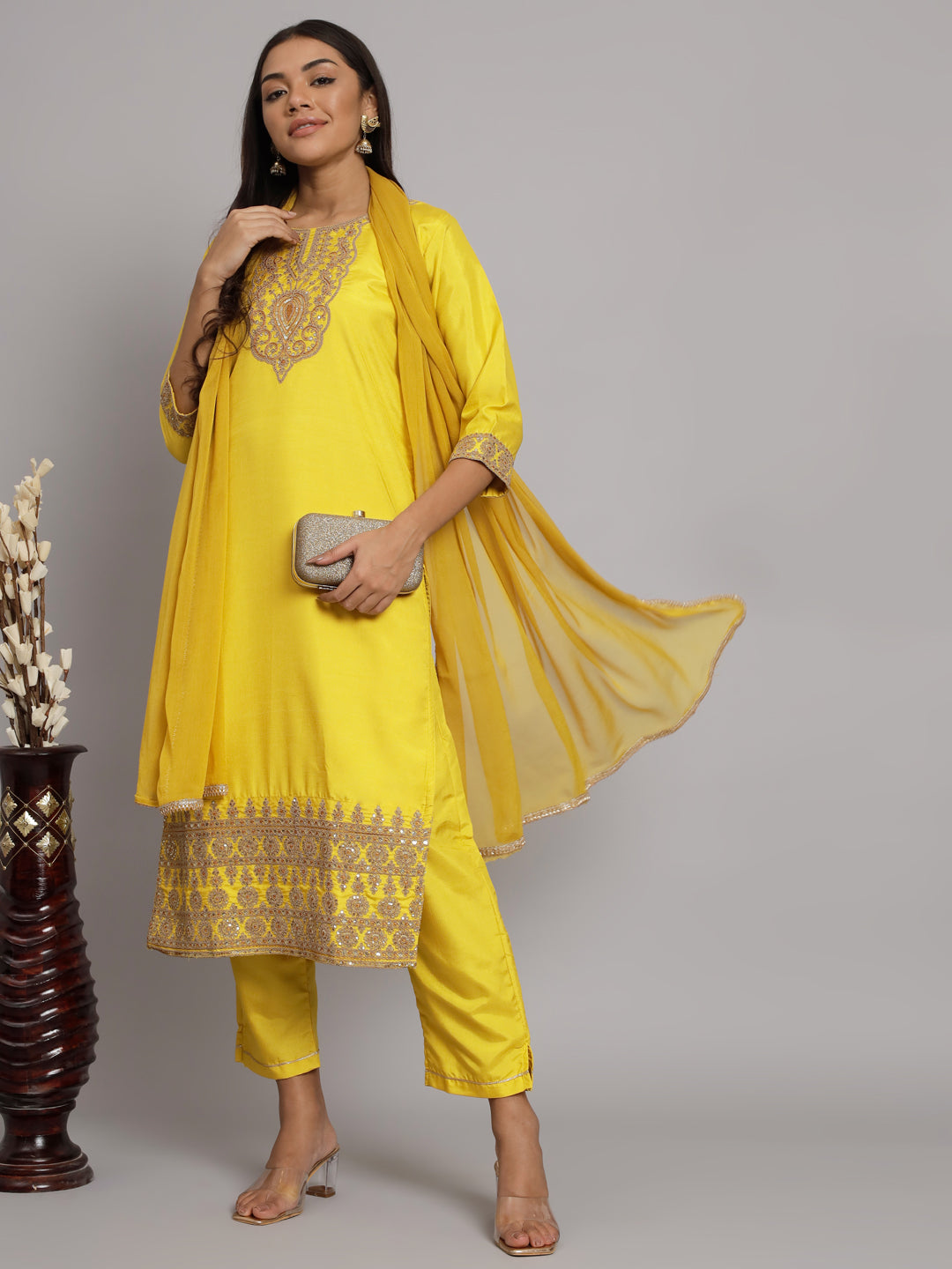 VredeVogel Silk Blend Heavy Zari Work Kurta and Trousers Pant Set